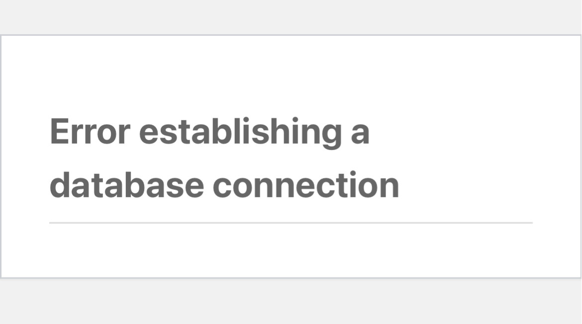 A screenshot of a website serving a blog post via a database and not able to connect to the db to serve the page…