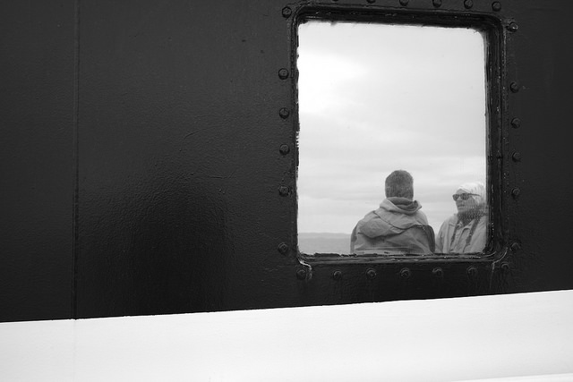 Talking on a boat